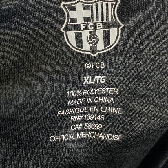 Boys FCB Barcelona Heather Gray Short Sleeve Shirt - Picture 4 of 5